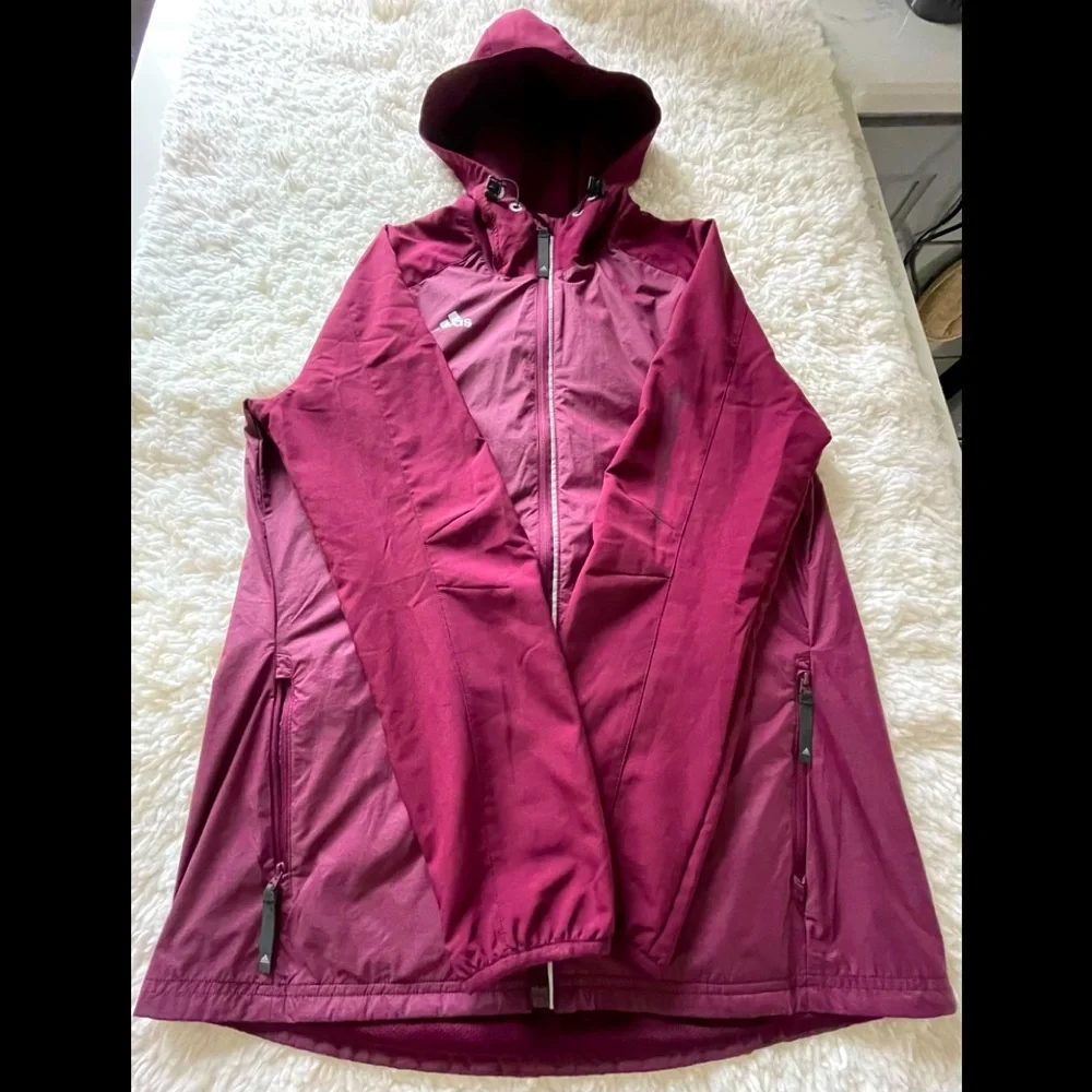 adidas Women's Burgundy Hooded Windbreaker Jacket